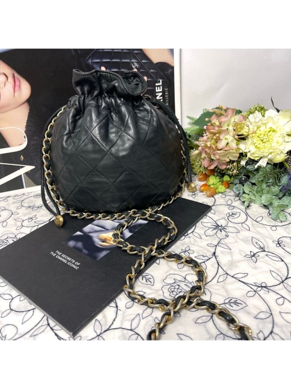 Chanel Quilted Drawstring Vintage Shoulder Bag